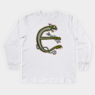 Celtic Cat Letter E Kids Long Sleeve T-Shirt